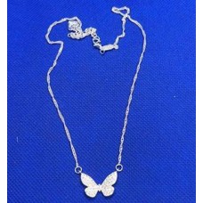 Corrente 40cm  pingente borboleta com zircônia e alongador 5cm folheado a prata 35 milésimo (UN) CO-10733