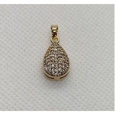 Pingente gota 1.3cm com zircônia banho dourado 2 milésimo (UN) PI-10658