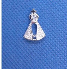 Pingente Nossa Senhora Aparecida com zircônia 1cm pct com 1 pç folheado a prata 50 milésimo PI-10891