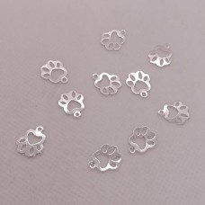 Pingente patinhas 8mm pct com 10 pçs folheado a prata 50 milésimo PI-20012