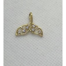 Pingente rabo de sereia com strass 1.5cm banho dourado (UN) PI-10652