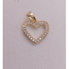 Pingente coração com zircônia 1.5cm pct com 1 pç banho dourado PI-10928